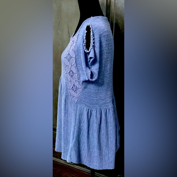 Style & Co open shoulders OS shortsleeved sweater blouse size XS but fits M - Picture 2 of 10